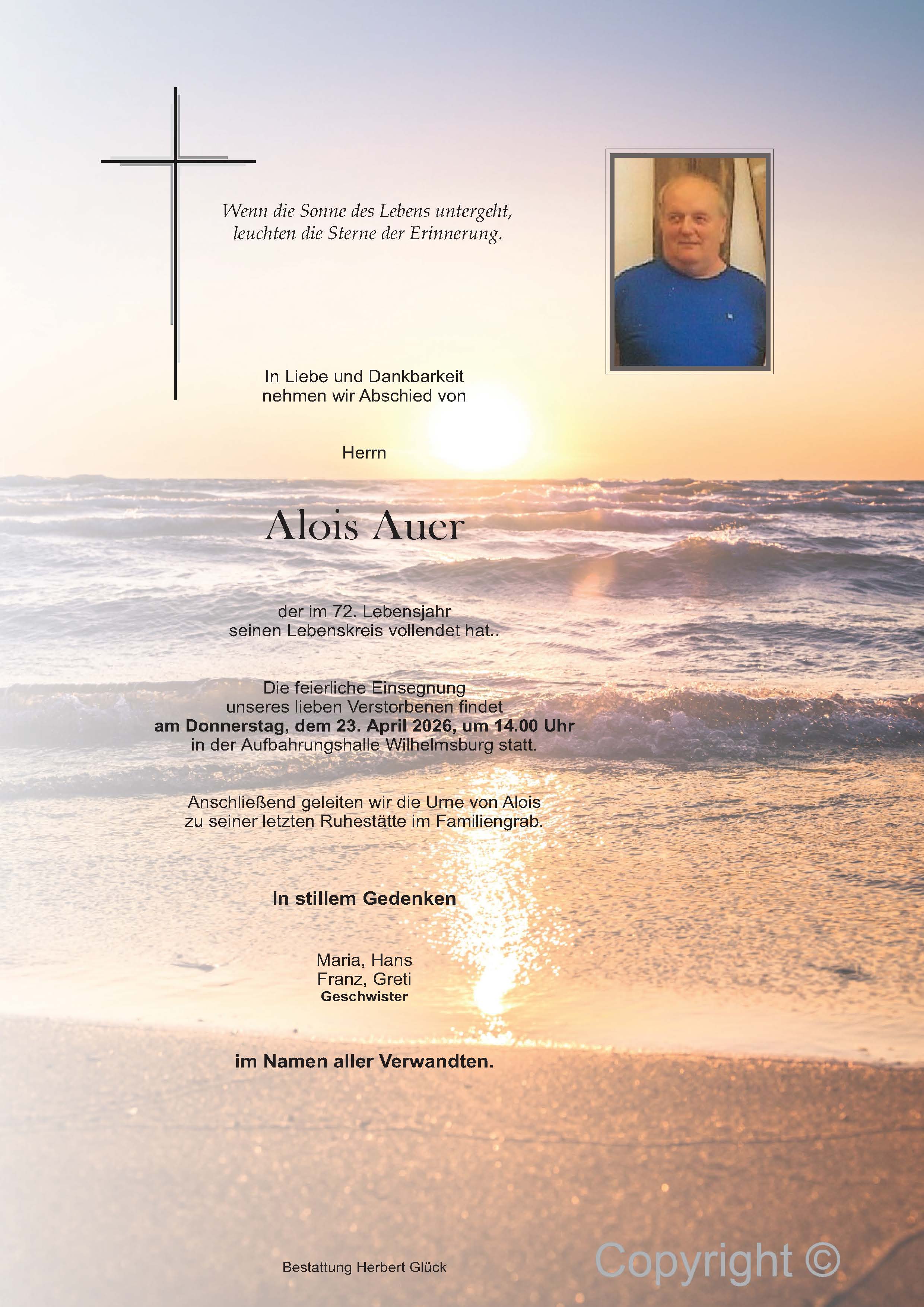 Sterbefall Alois Auer