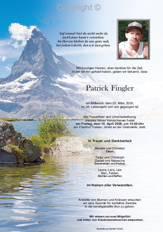 Sterbefall Patrick Fingler