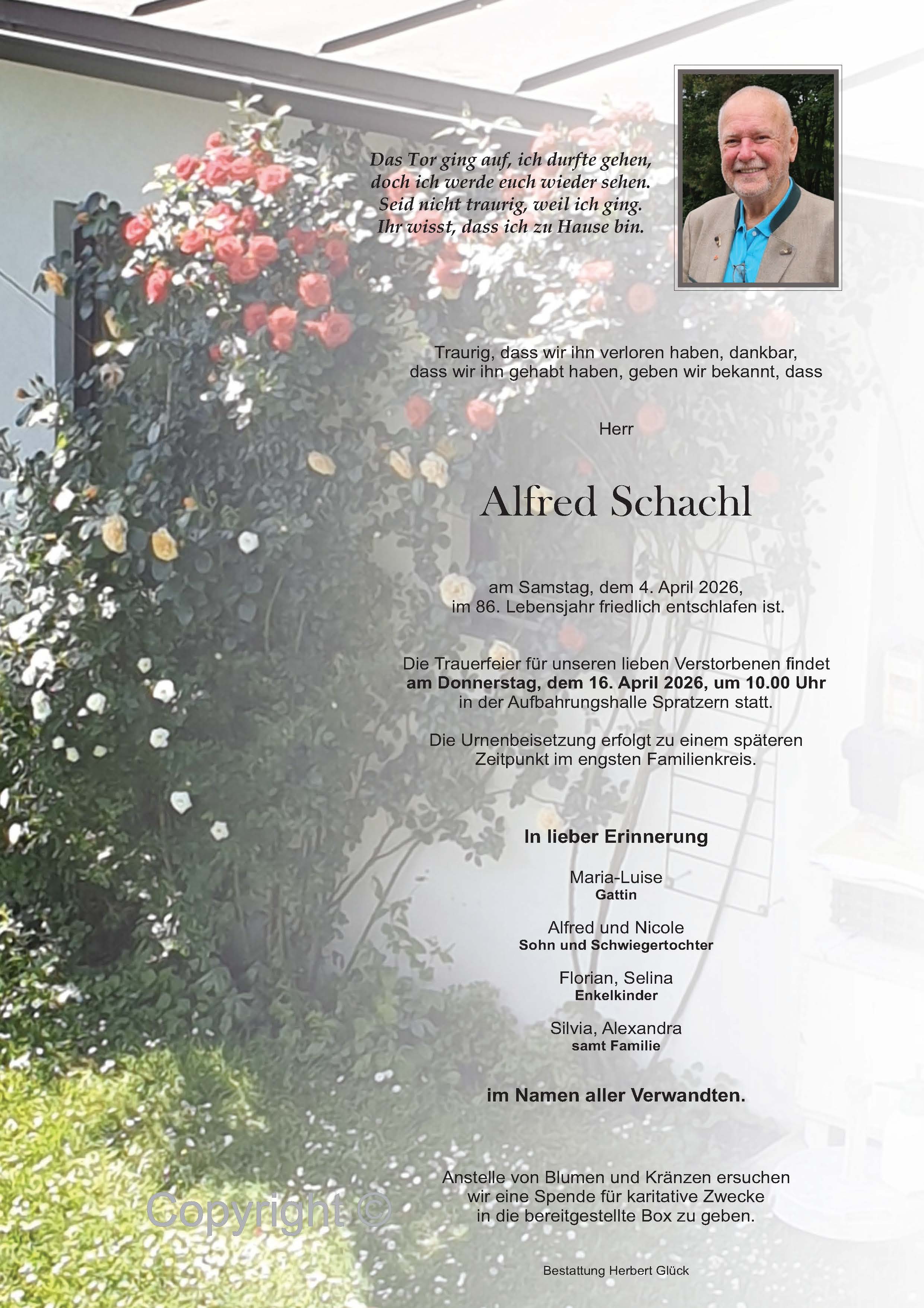 Sterbefall Alfred Schachl