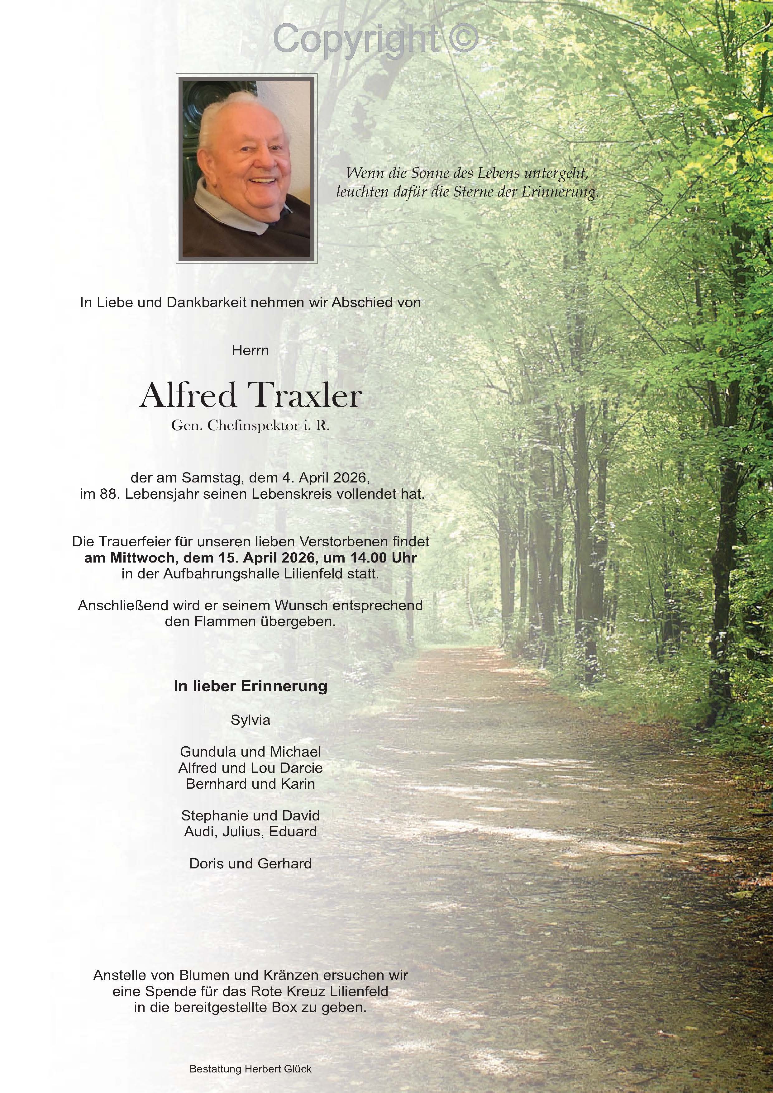 Sterbefall Alfred Traxler