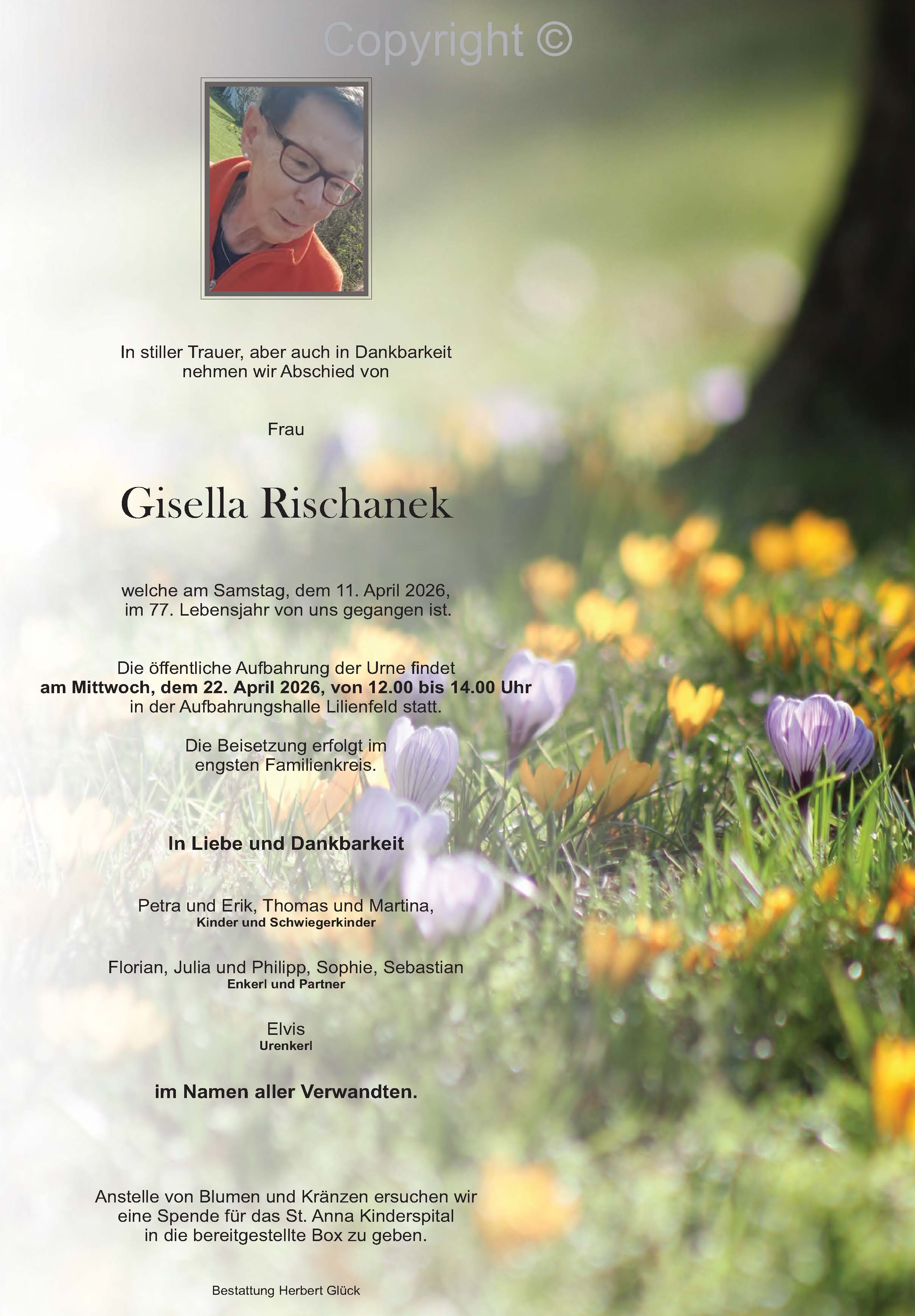 Sterbefall Gisella Rischanek