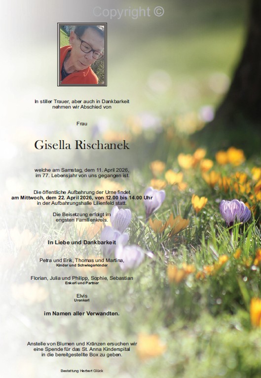 Sterbefall Gisella Rischanek