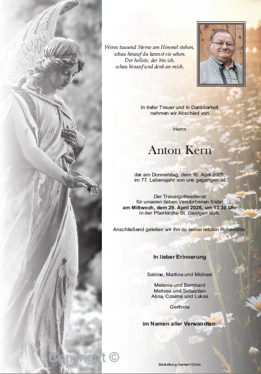 Sterbefall Anton Kern