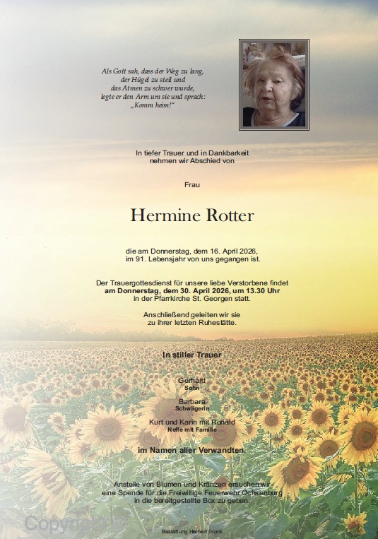 Sterbefall Hermine Rotter