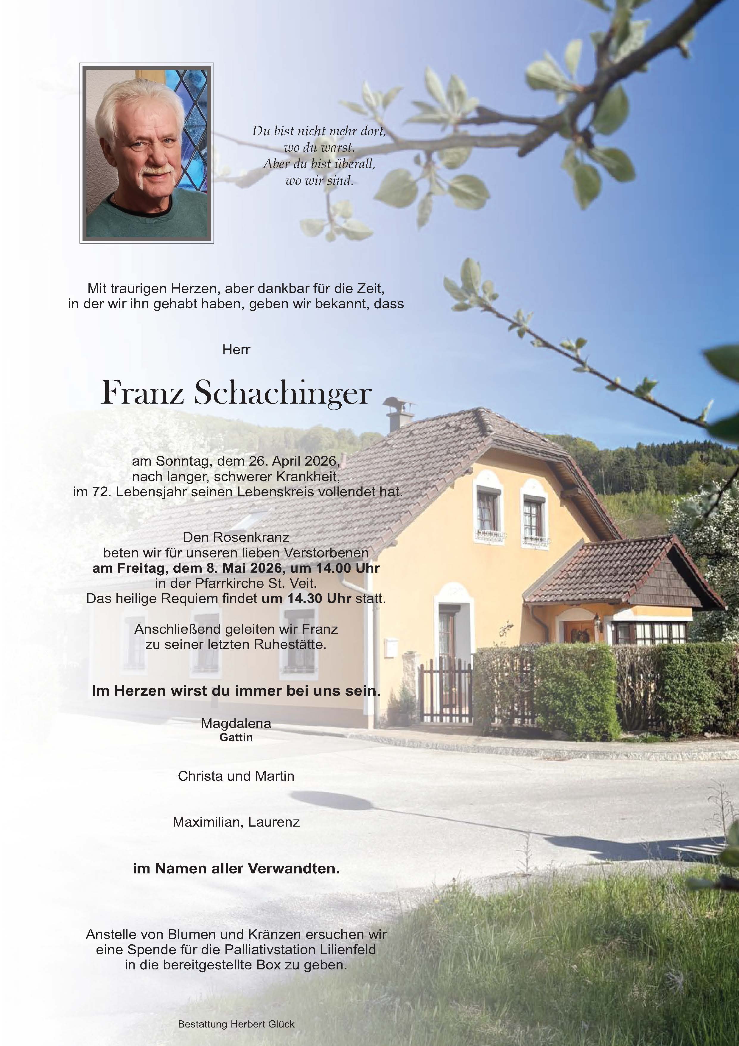 Sterbefall Franz Schachinger