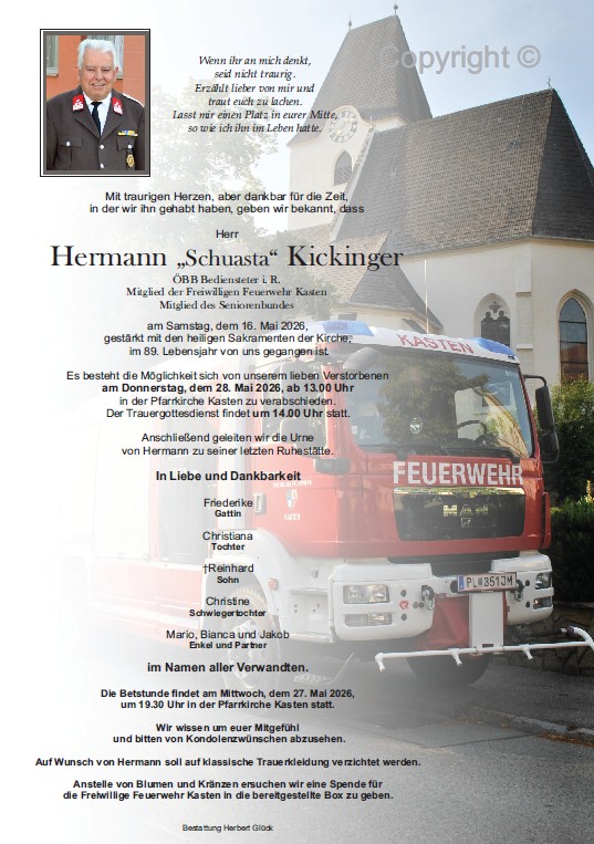 Sterbefall Hermann Kickinger