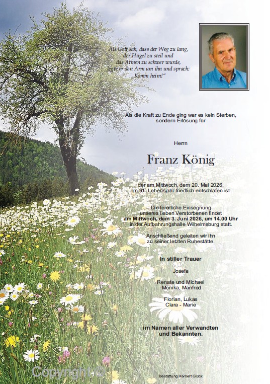 Sterbefall Franz König