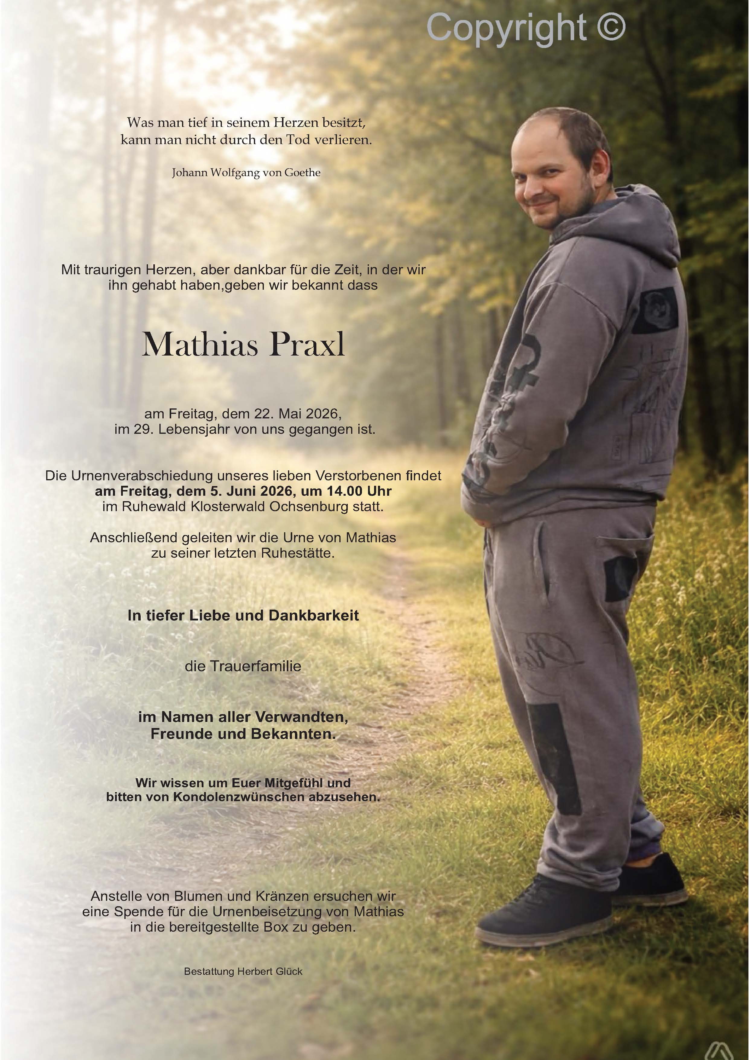Sterbefall Mathias Praxl