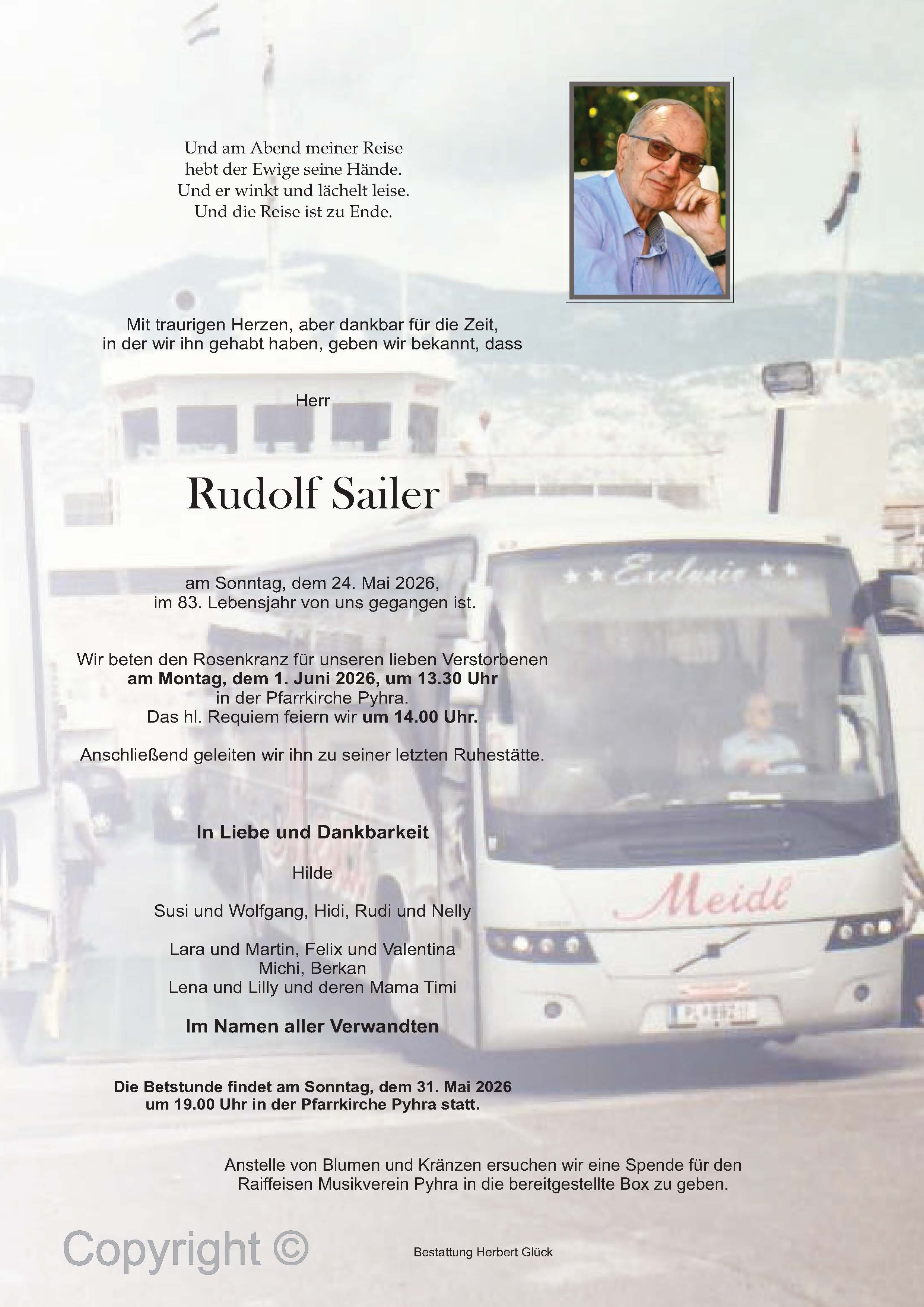 Sterbefall Rudolf Sailer