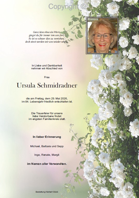 Sterbefall Ursula Schmidradner