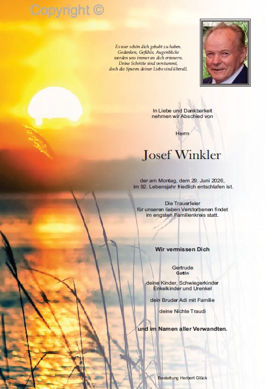 Sterbefall Josef Winkler