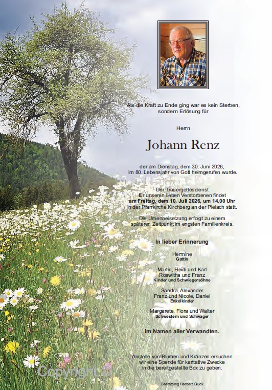 Sterbefall Johann Renz