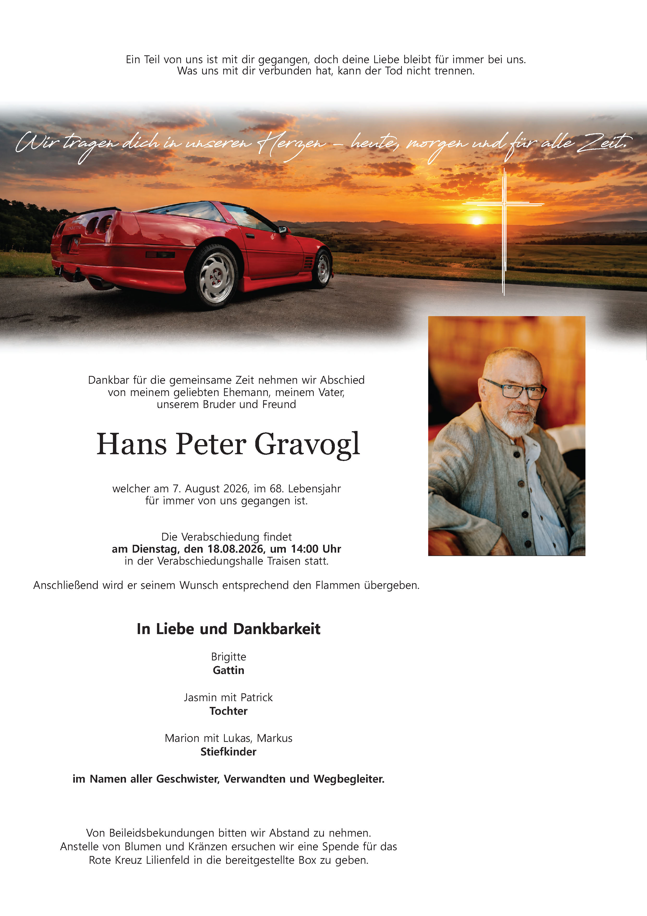 Sterbefall Hans Peter Gravogl