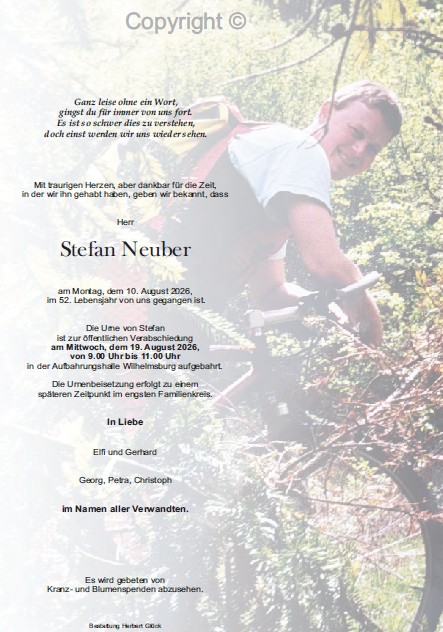 Sterbefall Stefan Neuber