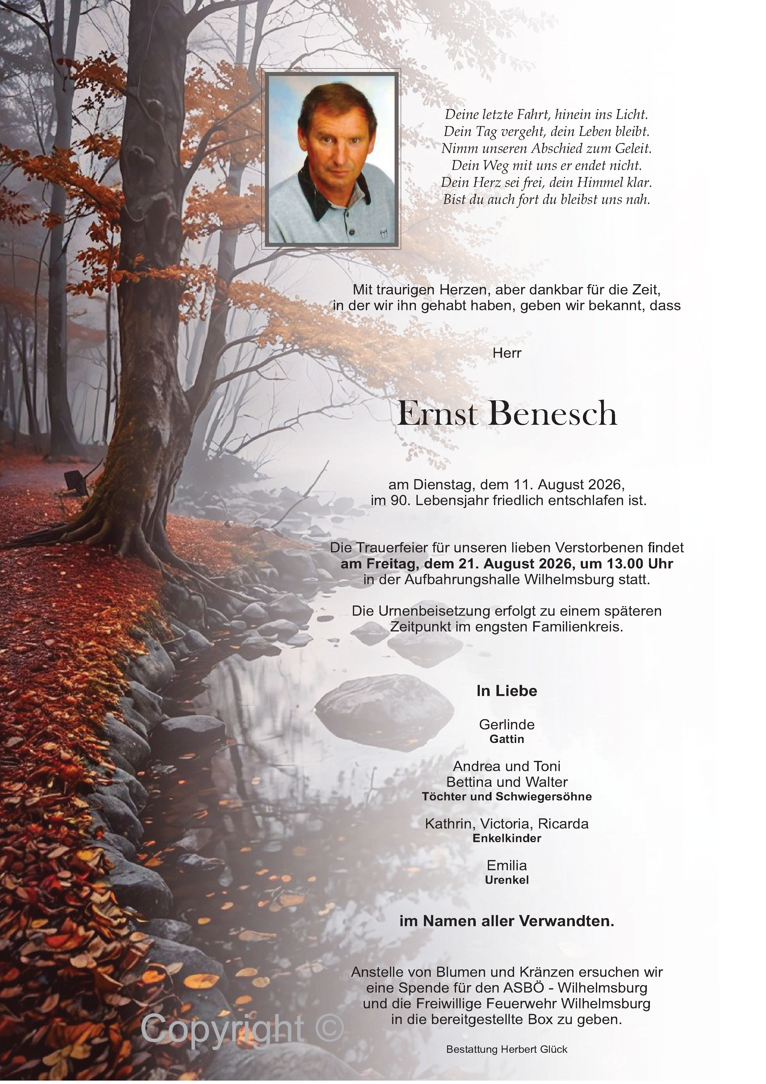 Sterbefall Ernst Benesch