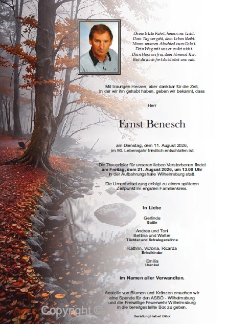 Sterbefall Ernst Benesch