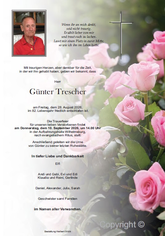 Sterbefall Günter Trescher