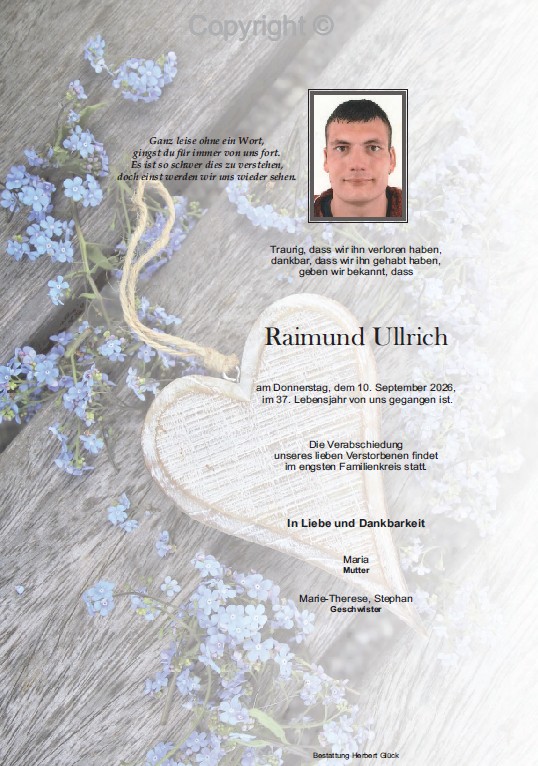 Sterbefall Raimund Ullrich