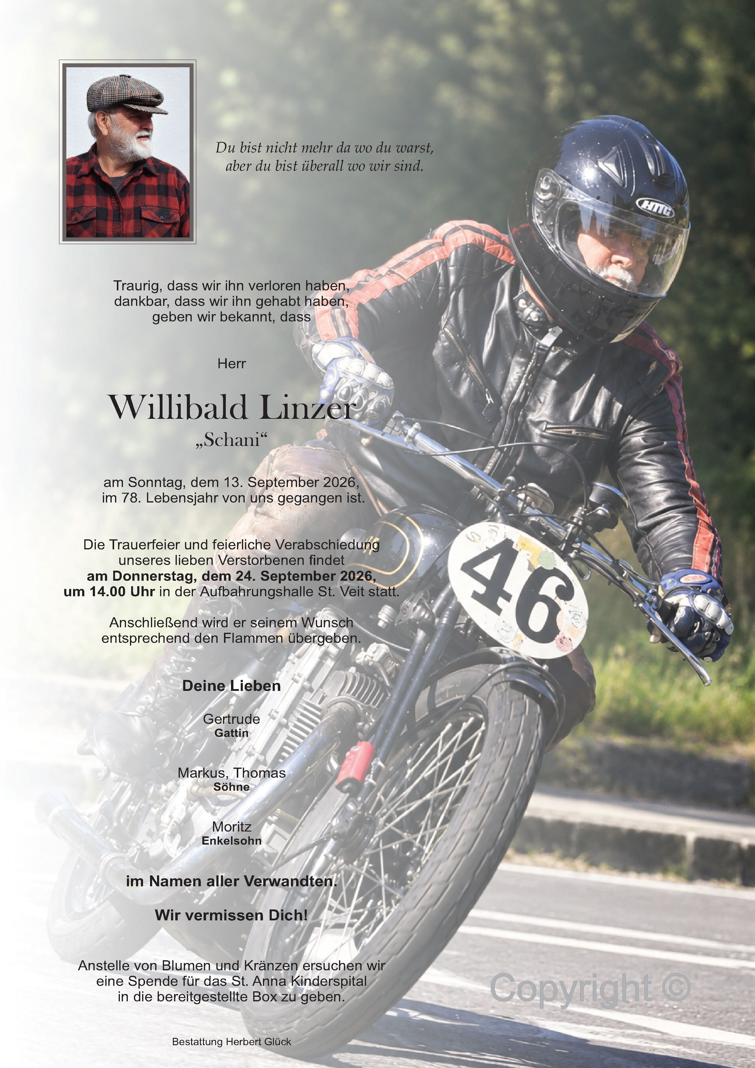 Sterbefall Willibald Linzer