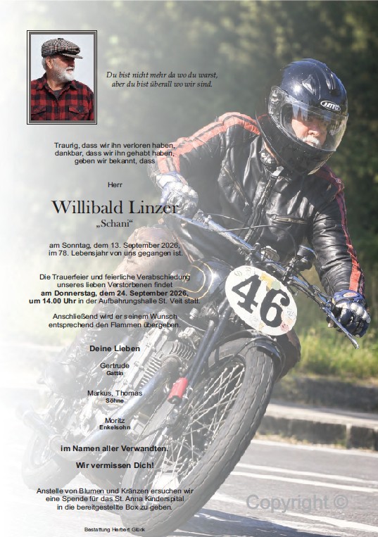 Sterbefall Willibald Linzer
