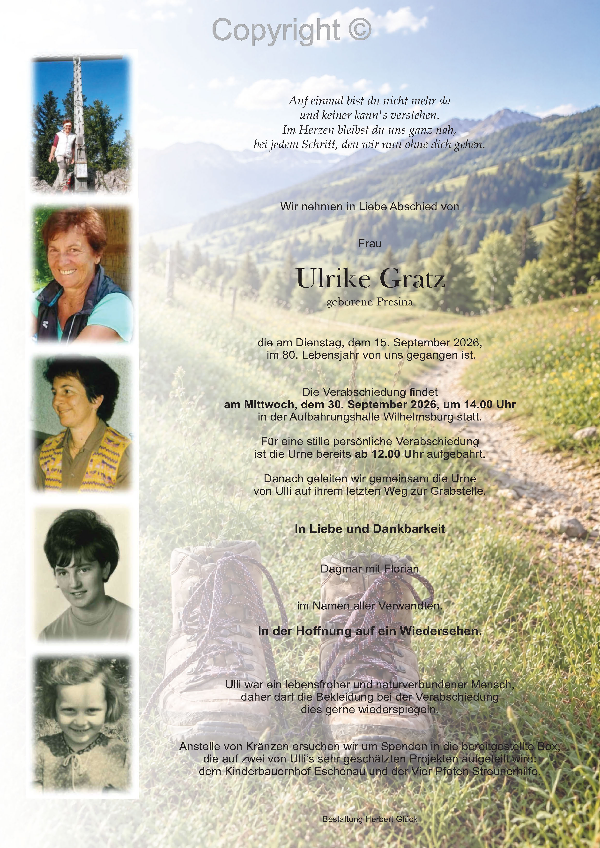 Sterbefall Ulrike Gratz