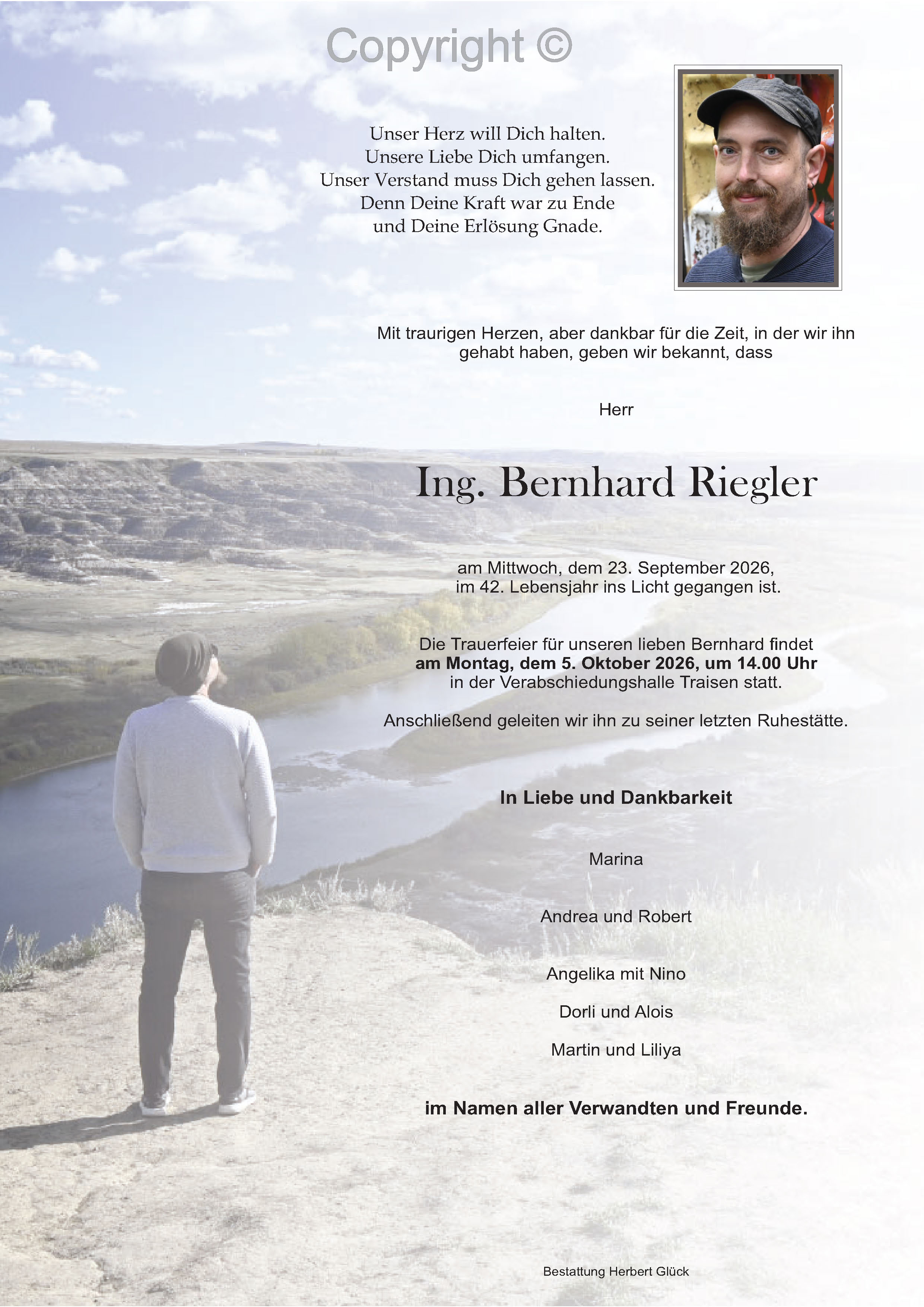 Sterbefall Bernhard Riegler