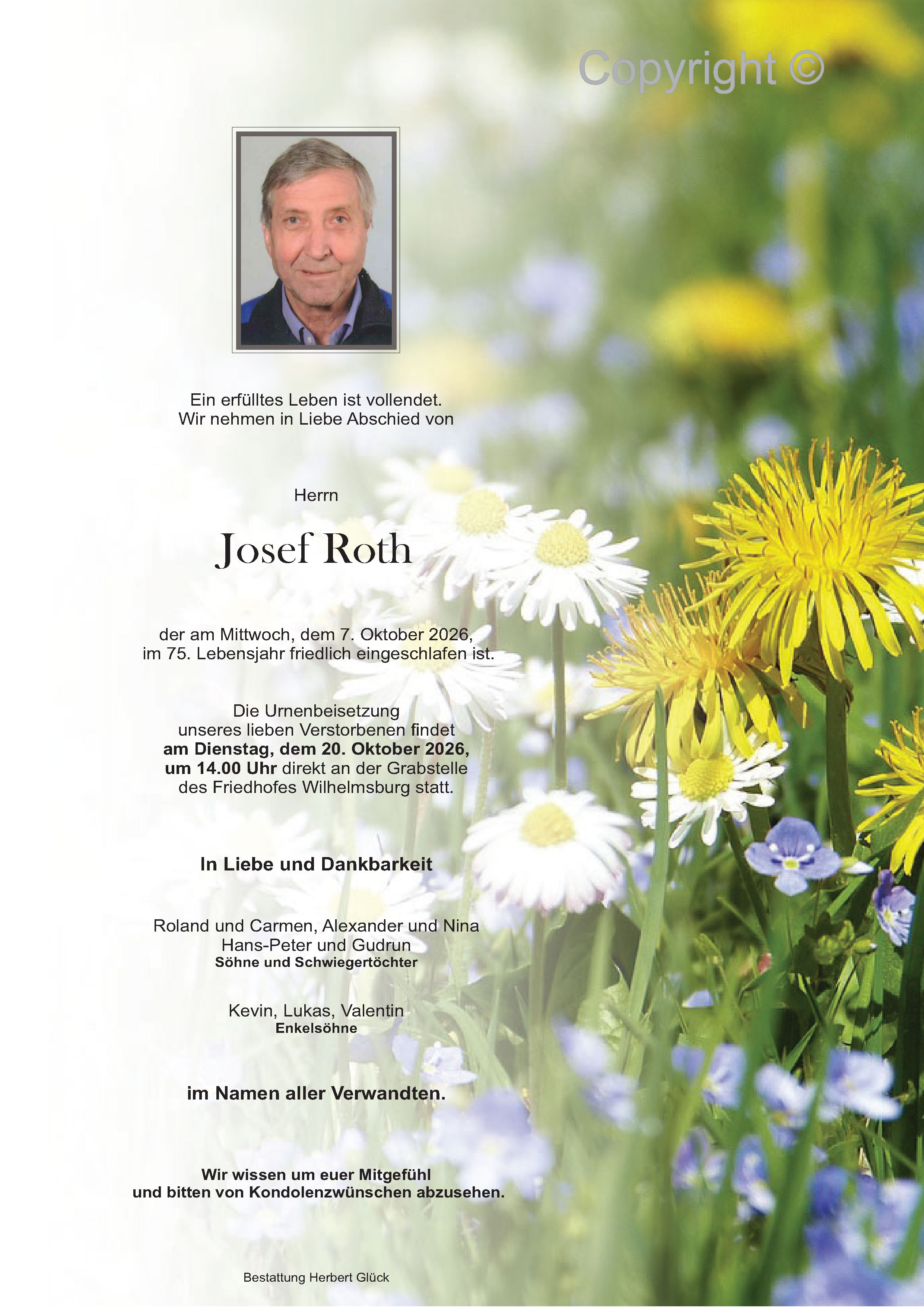 Sterbefall Josef Roth