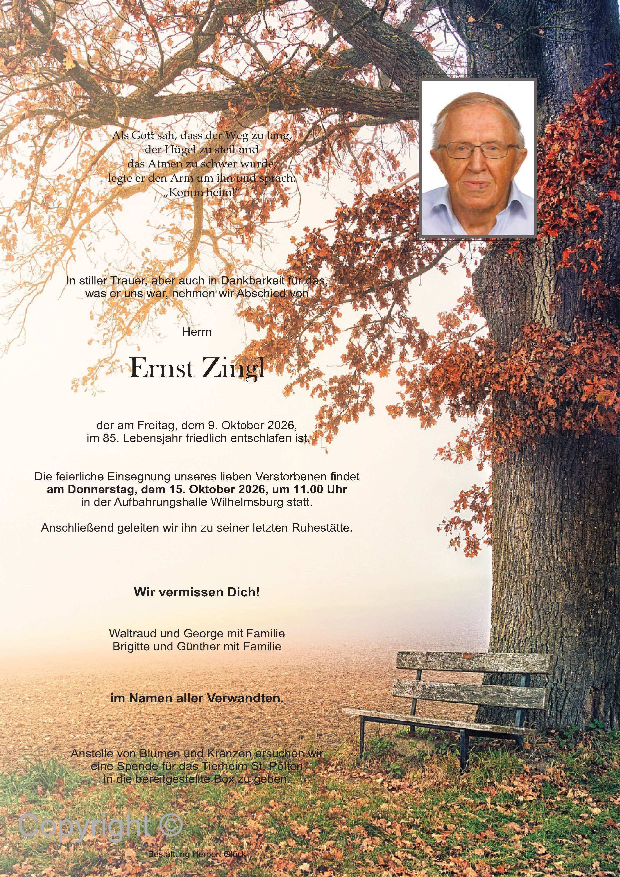 Sterbefall Ernst Zingl