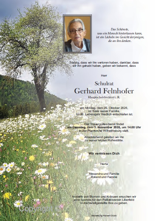 Sterbefall Gerhard Felnhofer
